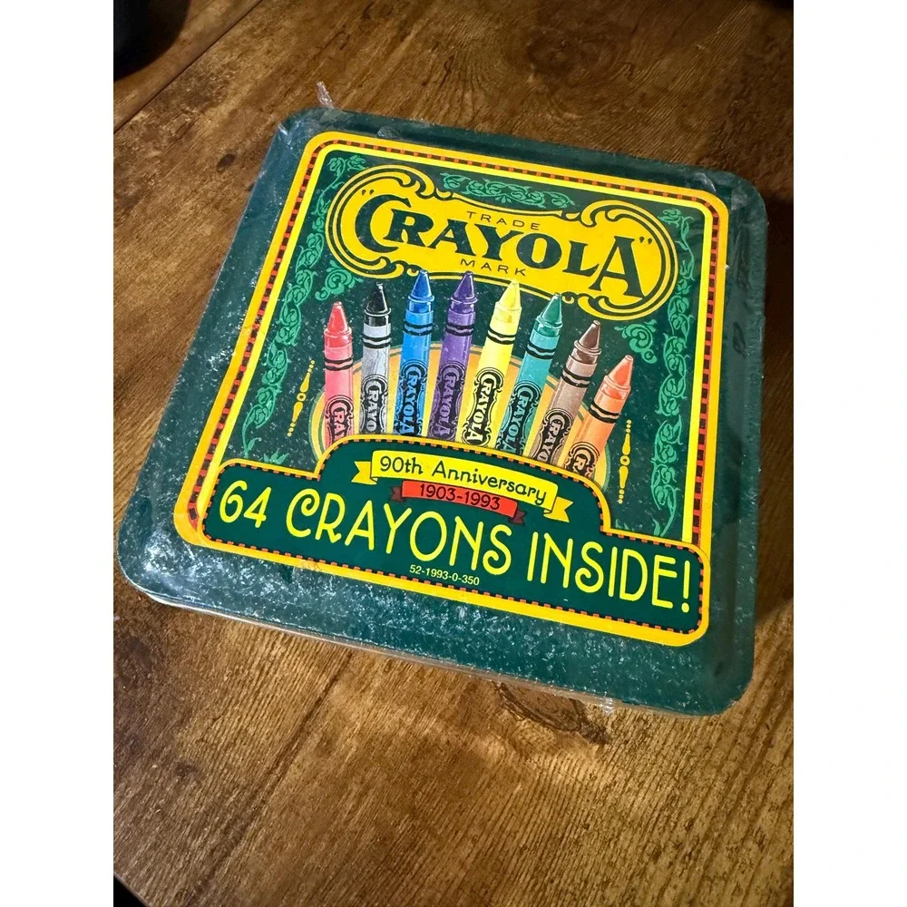 Vintage 1993 Crayola 90th Anniversary Collector Tin 64 Crayons Factory Sealed